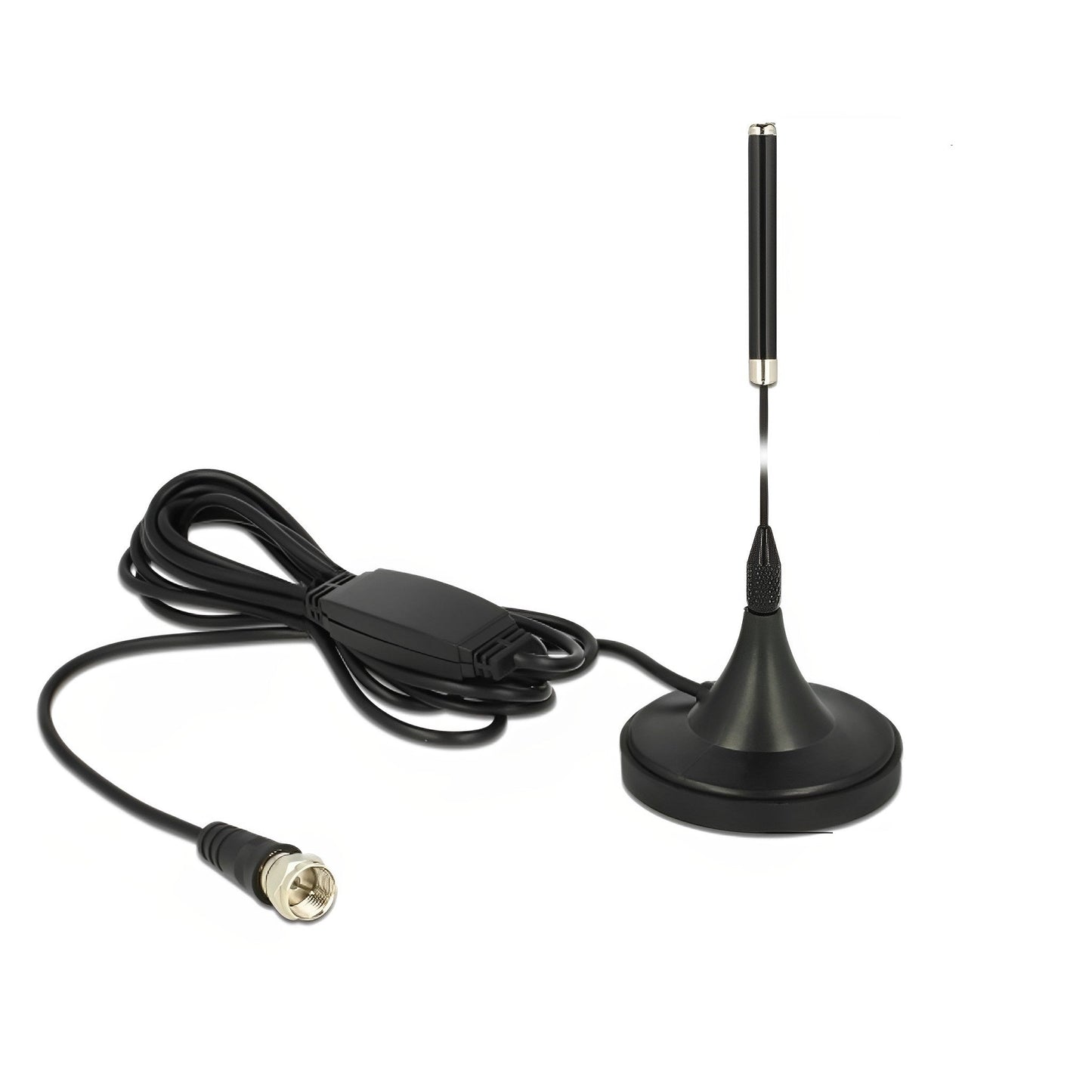 אנטנה אקטיבית כלל כיוונית DAB+ 21 dBi מחבר F plug לקליטת שידור רדיו דיגיטלי עם בסיס מגנטי - delock.israel