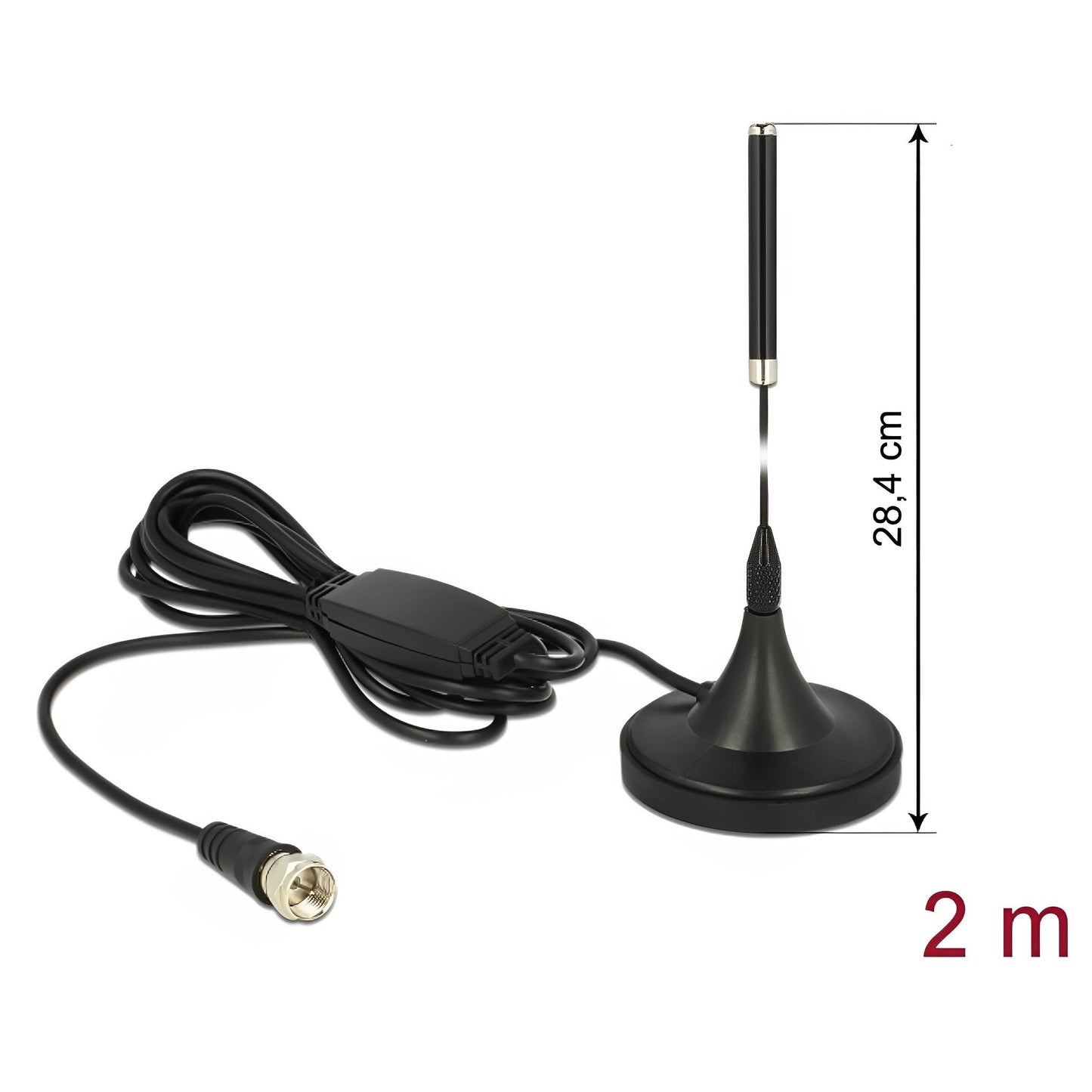 אנטנה אקטיבית כלל כיוונית DAB+ 21 dBi מחבר F plug לקליטת שידור רדיו דיגיטלי עם בסיס מגנטי - delock.israel