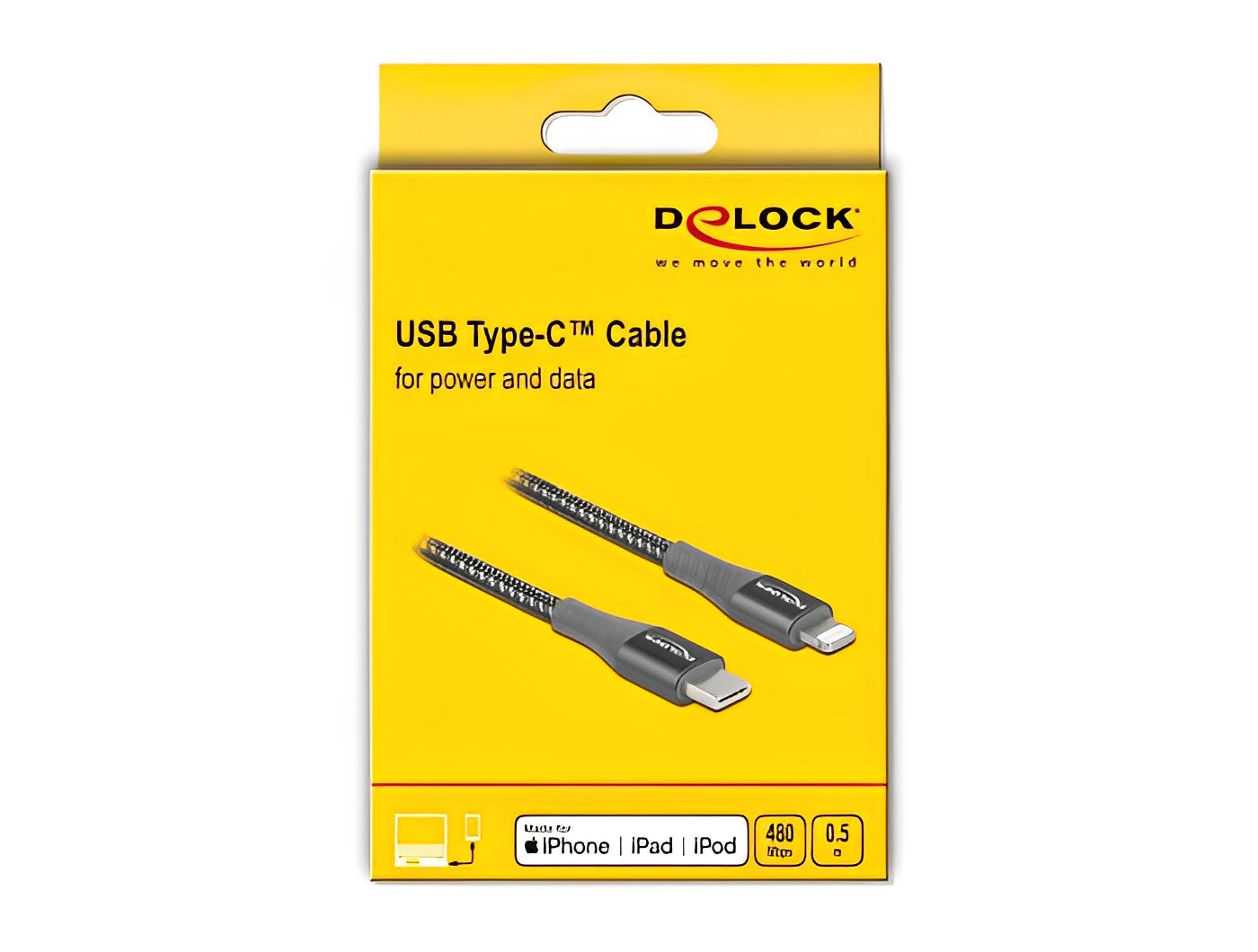 כבל טעינה ונתונים תקע USB-C לתקע Lightning MFi Certified - delock.israel