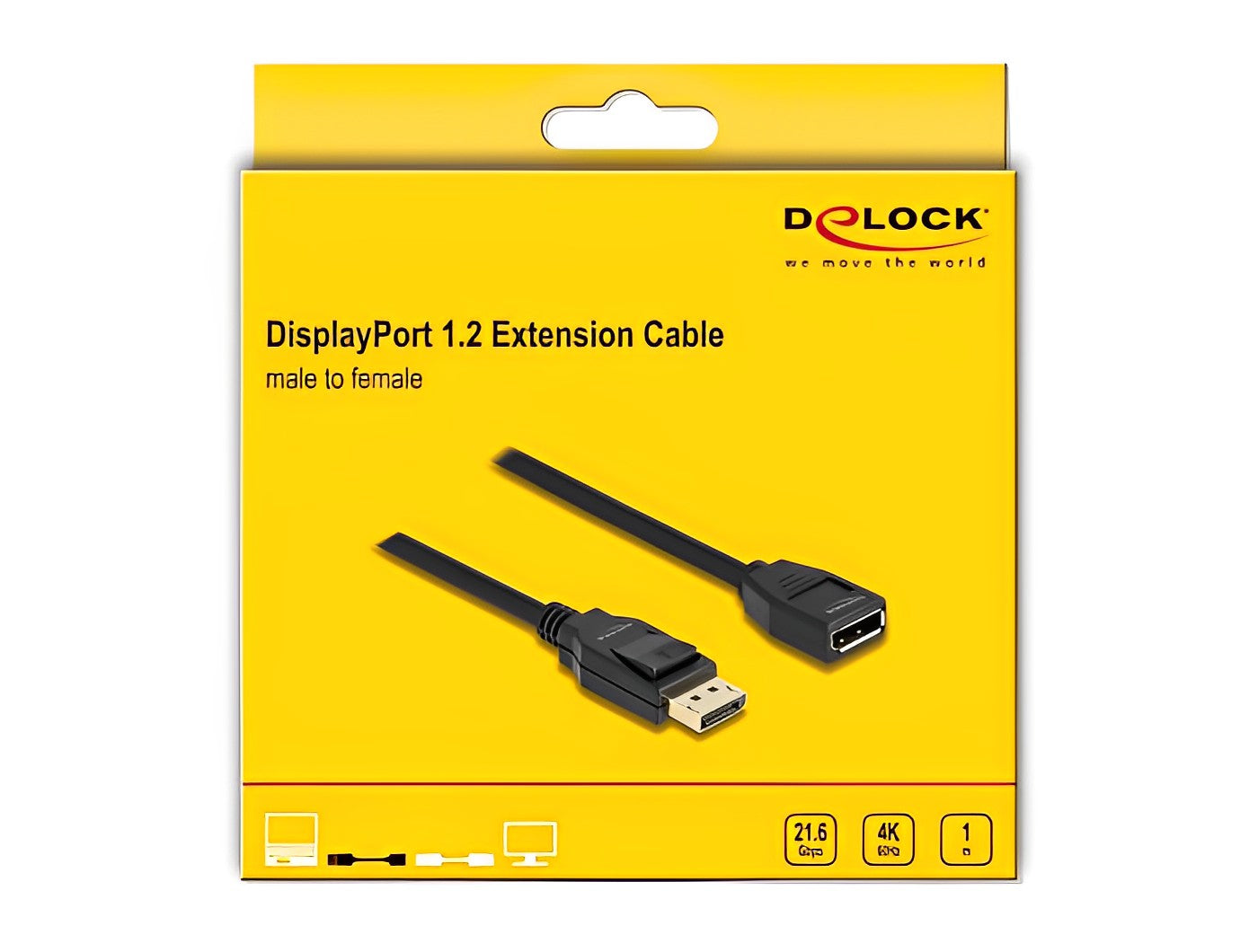 כבל מאריך DisplayPort 1.2 4K HDR ז/נ תומך 60 הרץ - delock.israel