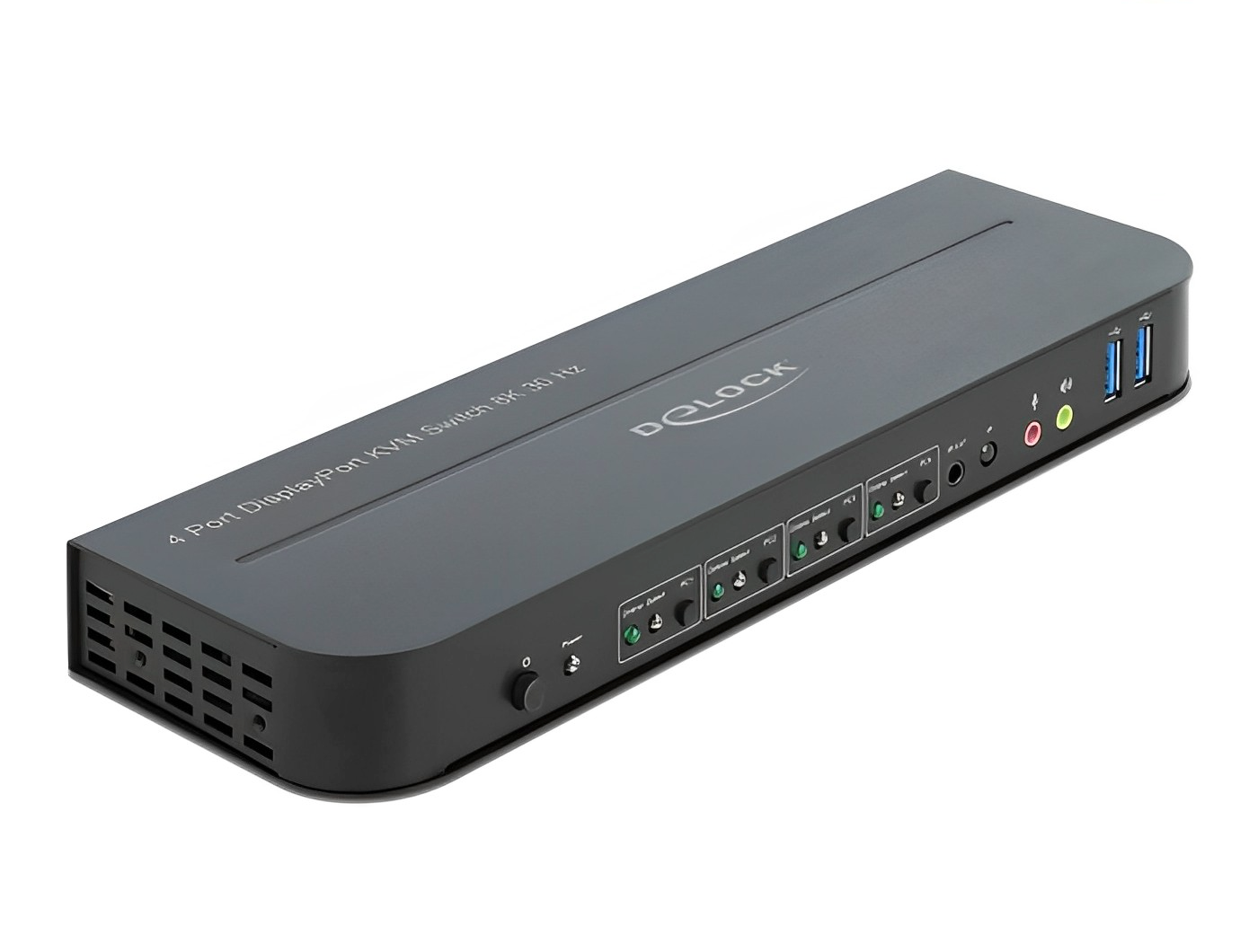 קופסת מיתוג מ-4 מחשבים לעמדת עבודה אחת DisplayPort 1.4 KVM Switch 8K USB 3.0 and Audio - delock.israel