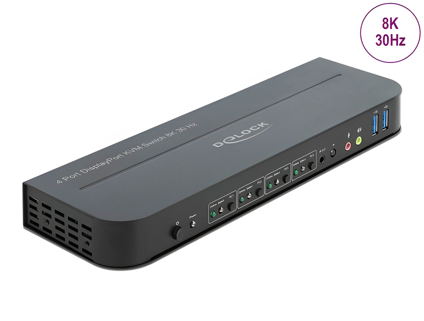 קופסת מיתוג מ-4 מחשבים לעמדת עבודה אחת DisplayPort 1.4 KVM Switch 8K USB 3.0 and Audio - delock.israel