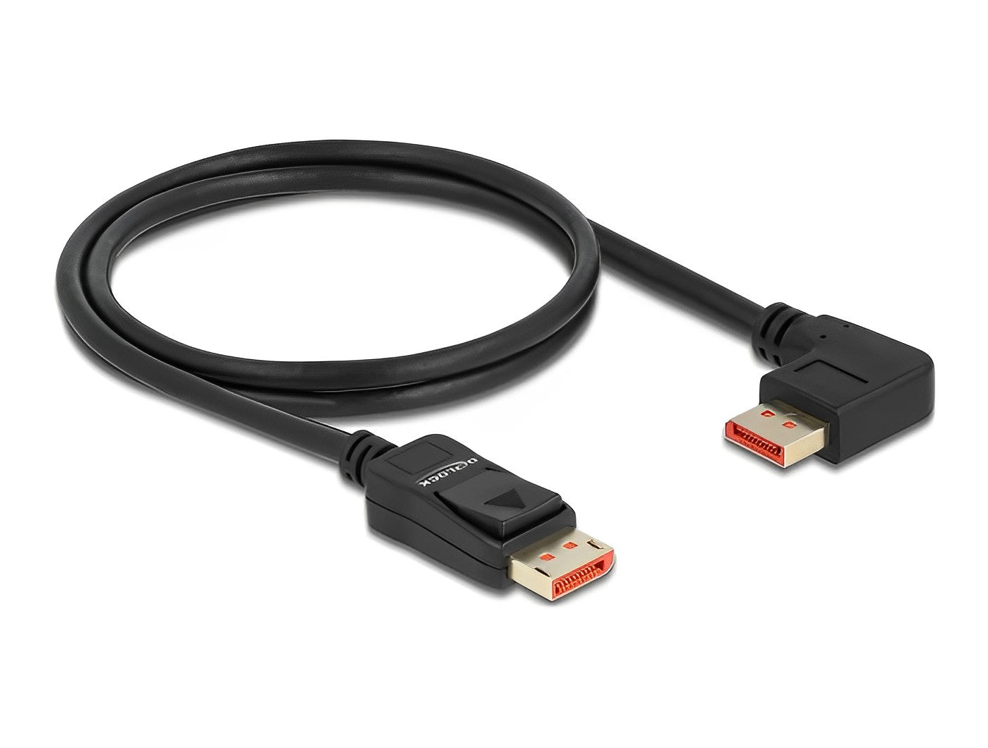 כבל DisplayPort 1.4 8K HDR ז/ז צד אחד בזווית 90° שמאלה תומך 60 הרץ - delock.israel