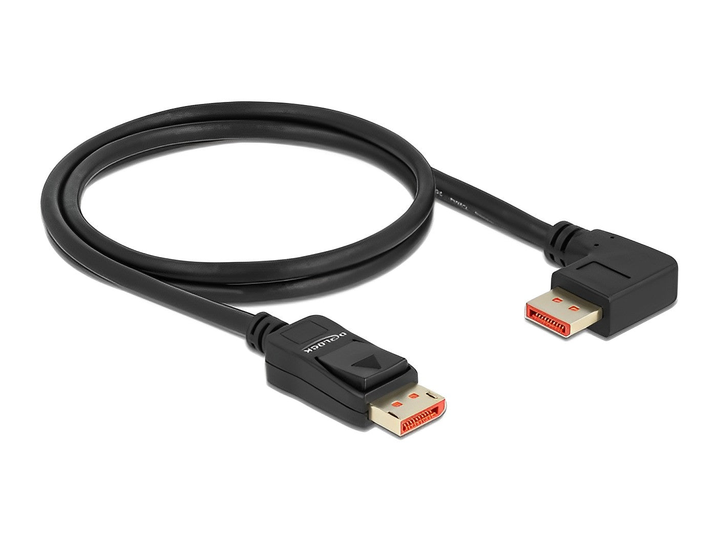 כבל DisplayPort 1.4 8K HDR ז/ז צד אחד בזווית 90° ימינה תומך 60 הרץ - delock.israel