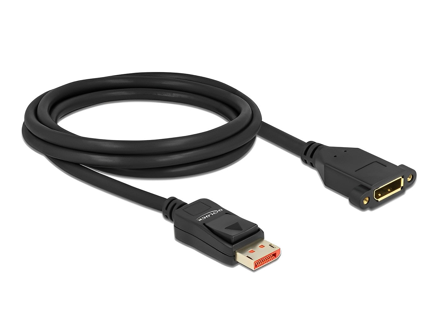 כבל DisplayPort 1.4 8K HDR לפאנל שקע DP עם מרחק בין הברגים 27 מ"מ לתקע DP - delock.israel
