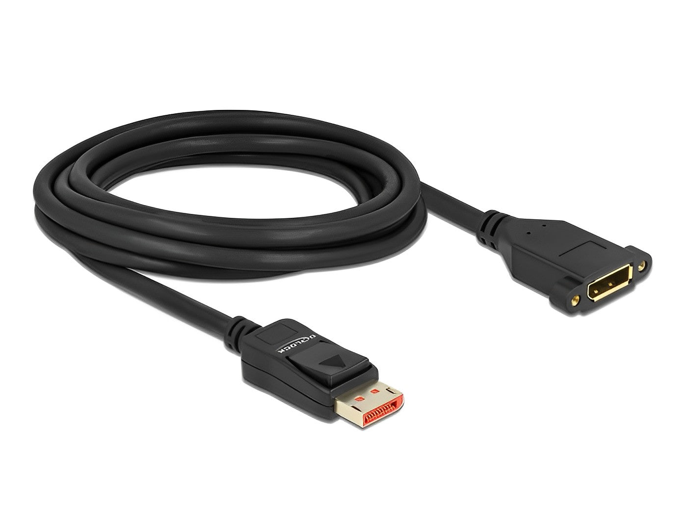 כבל DisplayPort 1.4 8K HDR לפאנל שקע DP עם מרחק בין הברגים 27 מ"מ לתקע DP - delock.israel