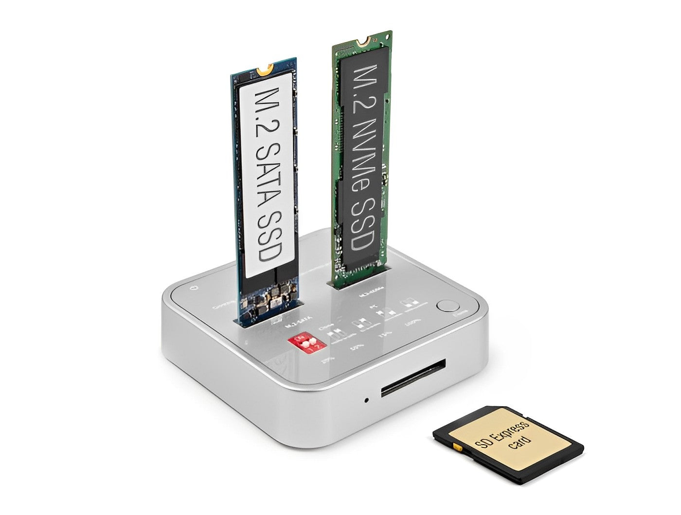 תחנת עגינה USB-C 3.2 Gen 2 10Gbps לכונן M.2 NVMe + M.2 SATA עם פונקציית שכפול דיסקים - delock.israel