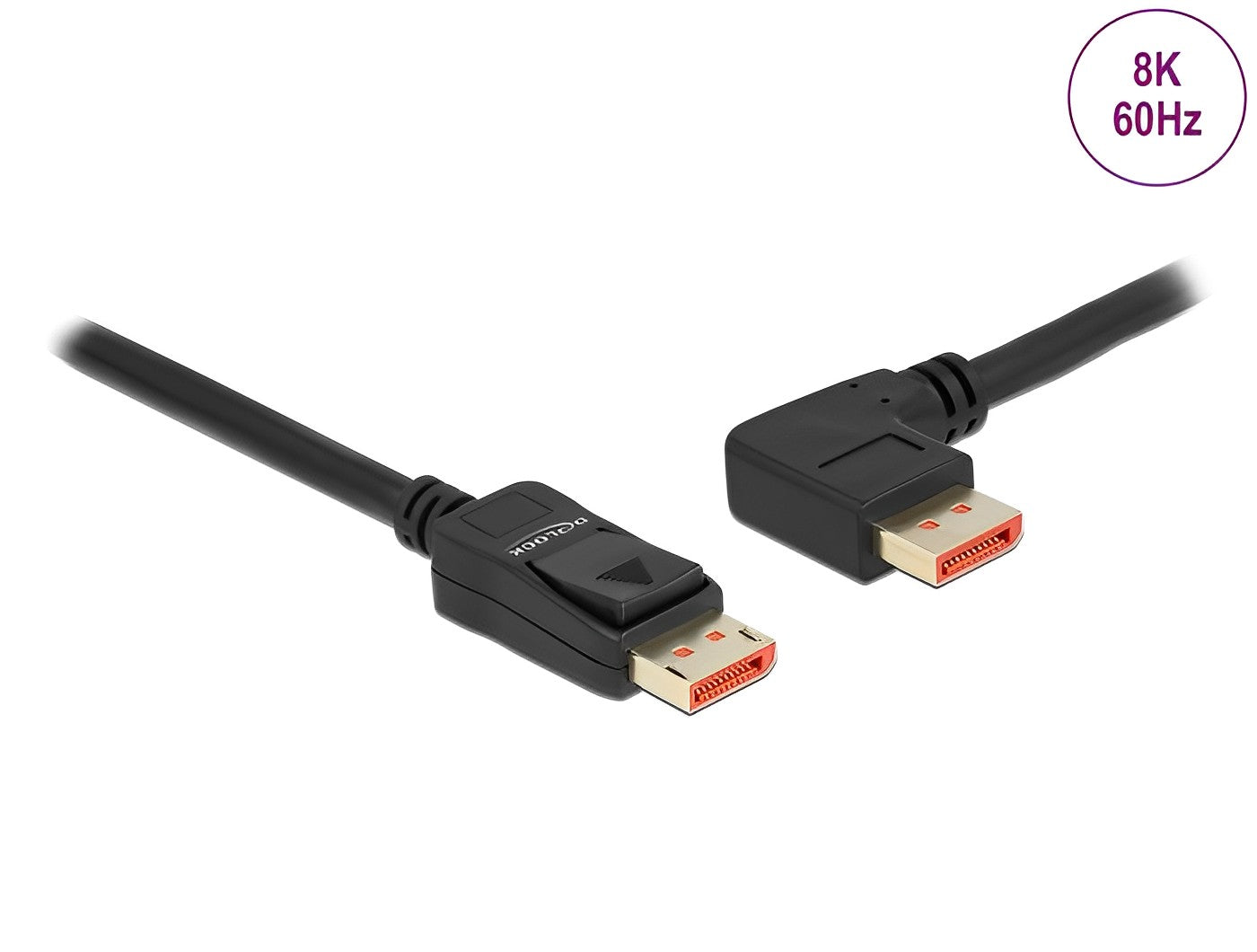 כבל DisplayPort 1.4 8K HDR ז/ז צד אחד בזווית 90° שמאלה תומך 60 הרץ - delock.israel
