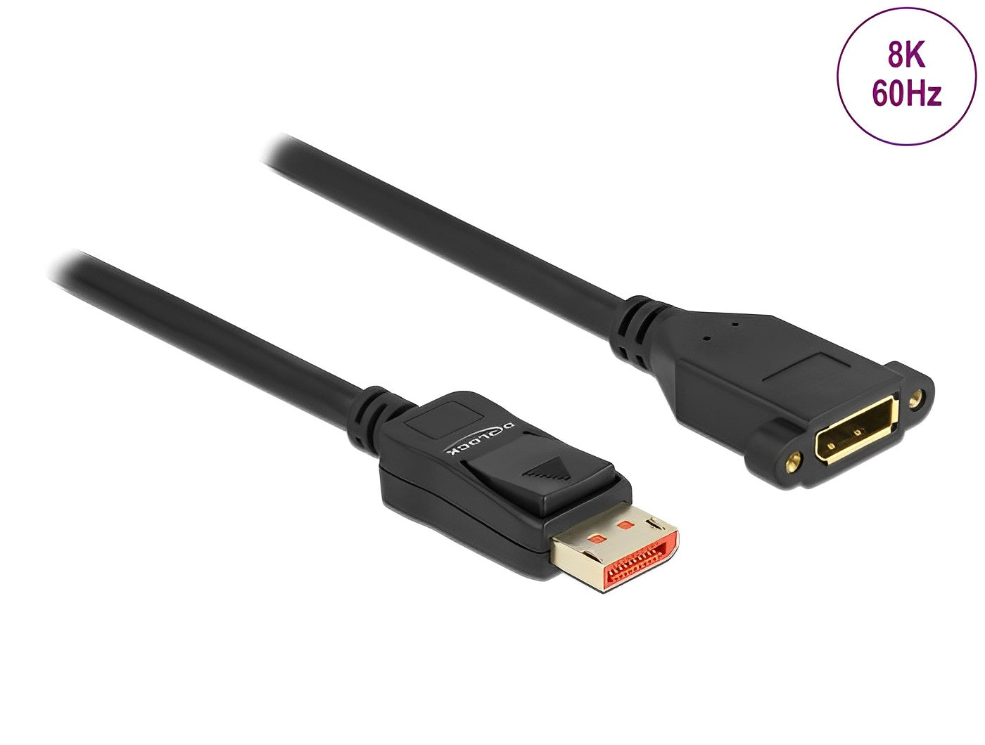 כבל מאריך DisplayPort 1.4 8K לפאנל ז/נ מרחק בין הברגים 27 מ"מ - delock.israel