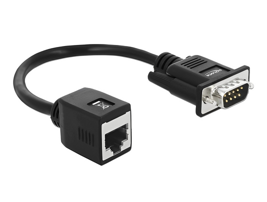 מרחיק Serial RS-232/422/485 על כבל רשת עד 300 מטר תקע DB9 לשקע RJ45 - delock.israel