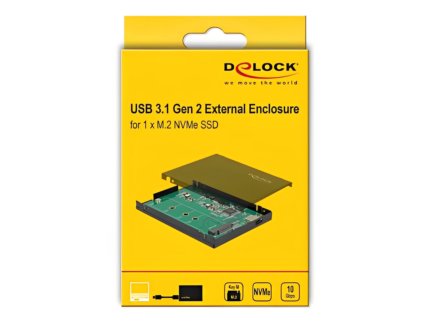 מארז חיצוני USB-3.1 10Gbps 2.5″ לכונן M.2 PCIe NVMe SSD - delock.israel