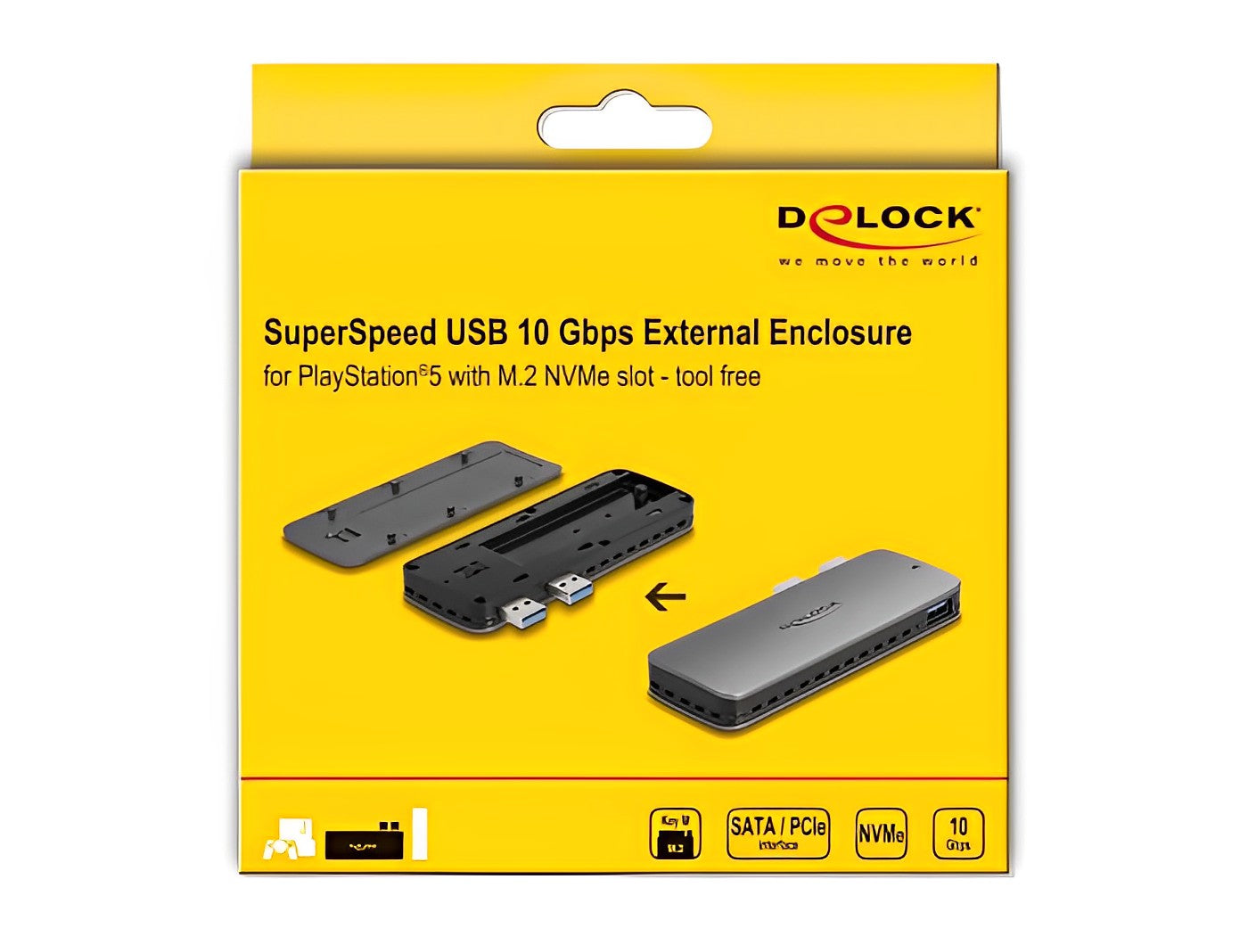 מארז חיצוני USB 3.2 Gen 2 10Gbps עבור PlayStation®5 לכונן M.2 PCIe NVMe SSD - delock.israel