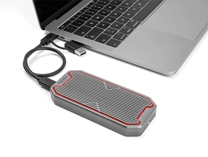 מארז גיימינג USB-C 3.2 Gen 2x2 20Gbps RGB LED לכונן M.2 PCIe NVMe SSD - delock.israel