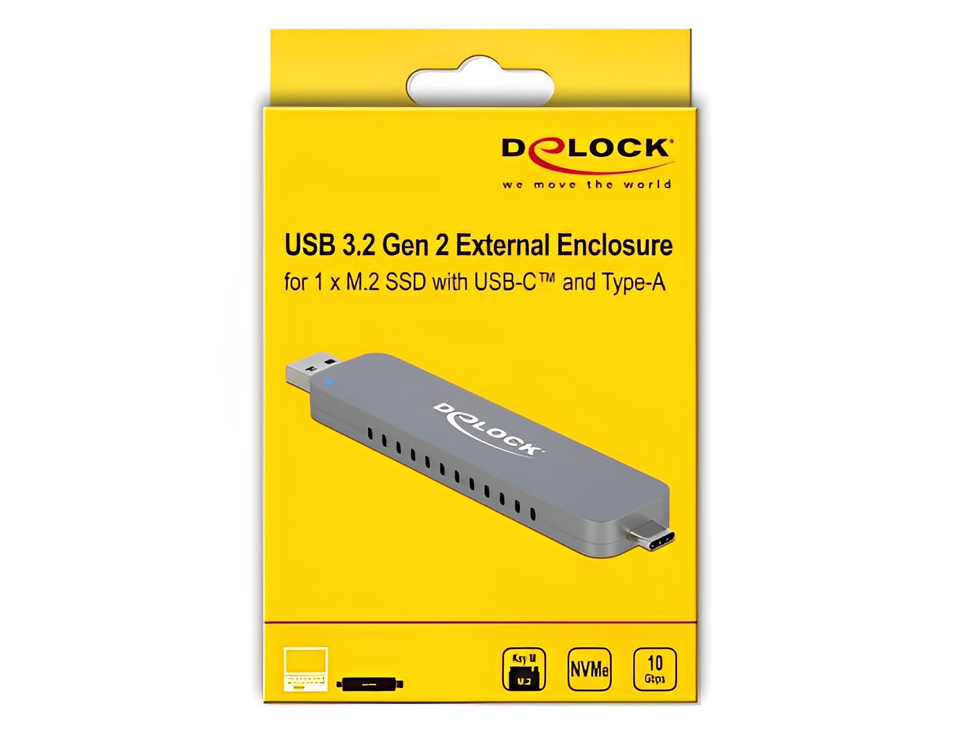 מארז חיצוני USB 3.2 Gen2 10Gbps לכונן M.2 PCIe NVMe SSD - delock.israel