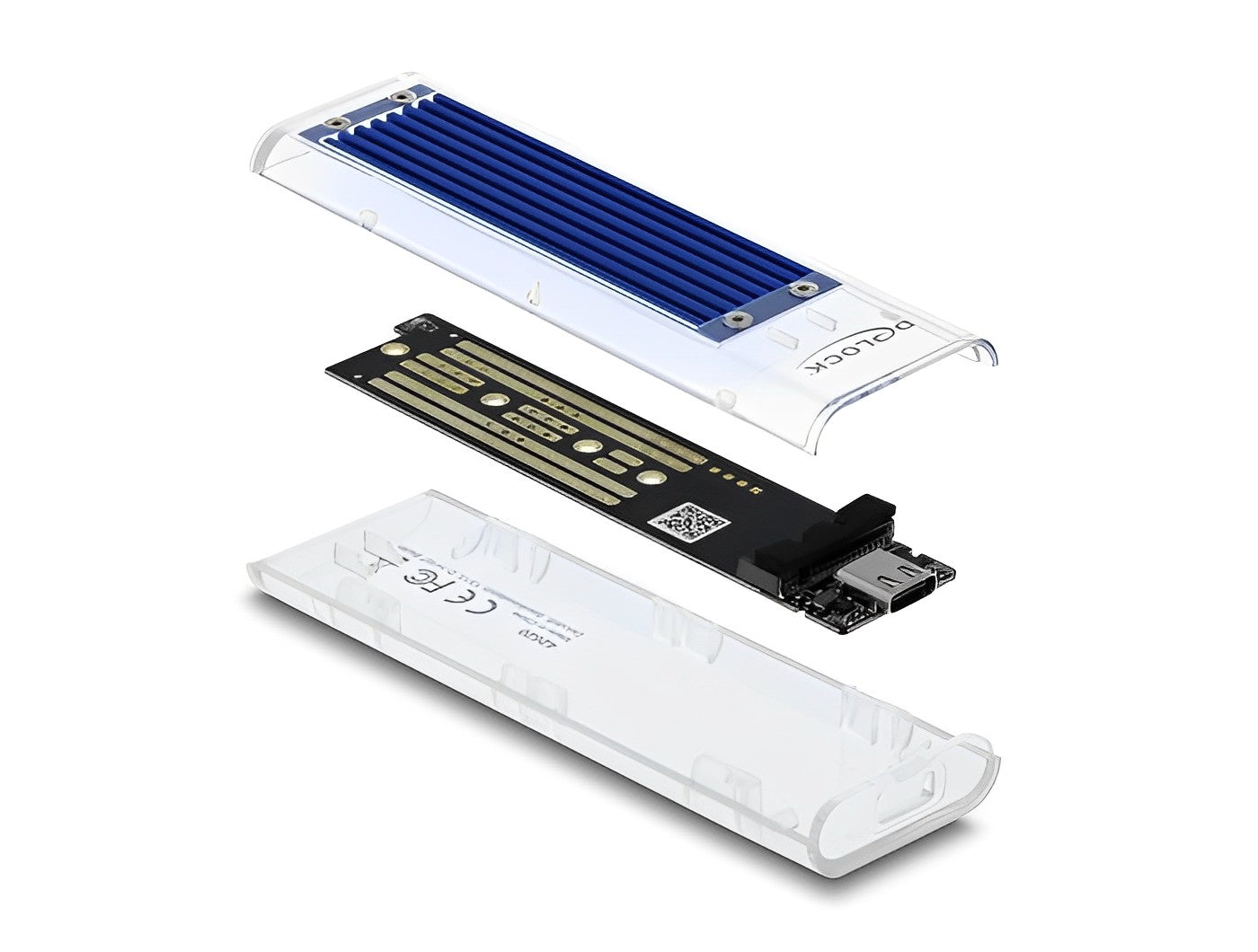 מארז חיצוני שקוף USB-C 3.2 Gen 2 10Gbps לכונן M.2 PCIe NVMe SSD - delock.israel