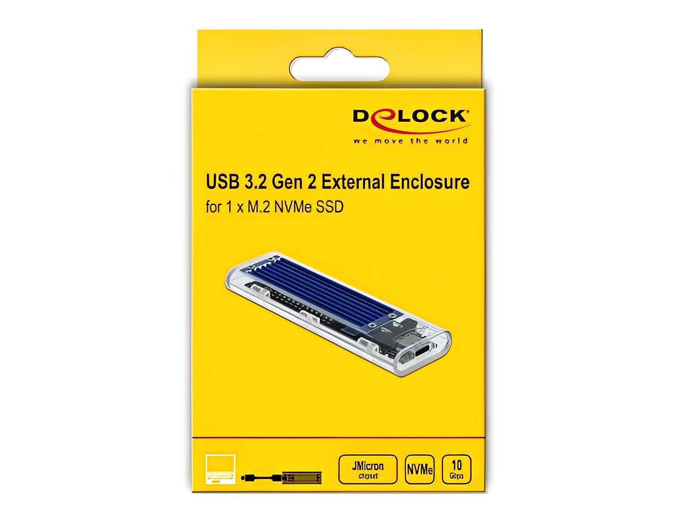 מארז חיצוני שקוף USB-C 3.2 Gen 2 10Gbps לכונן M.2 PCIe NVMe SSD - delock.israel