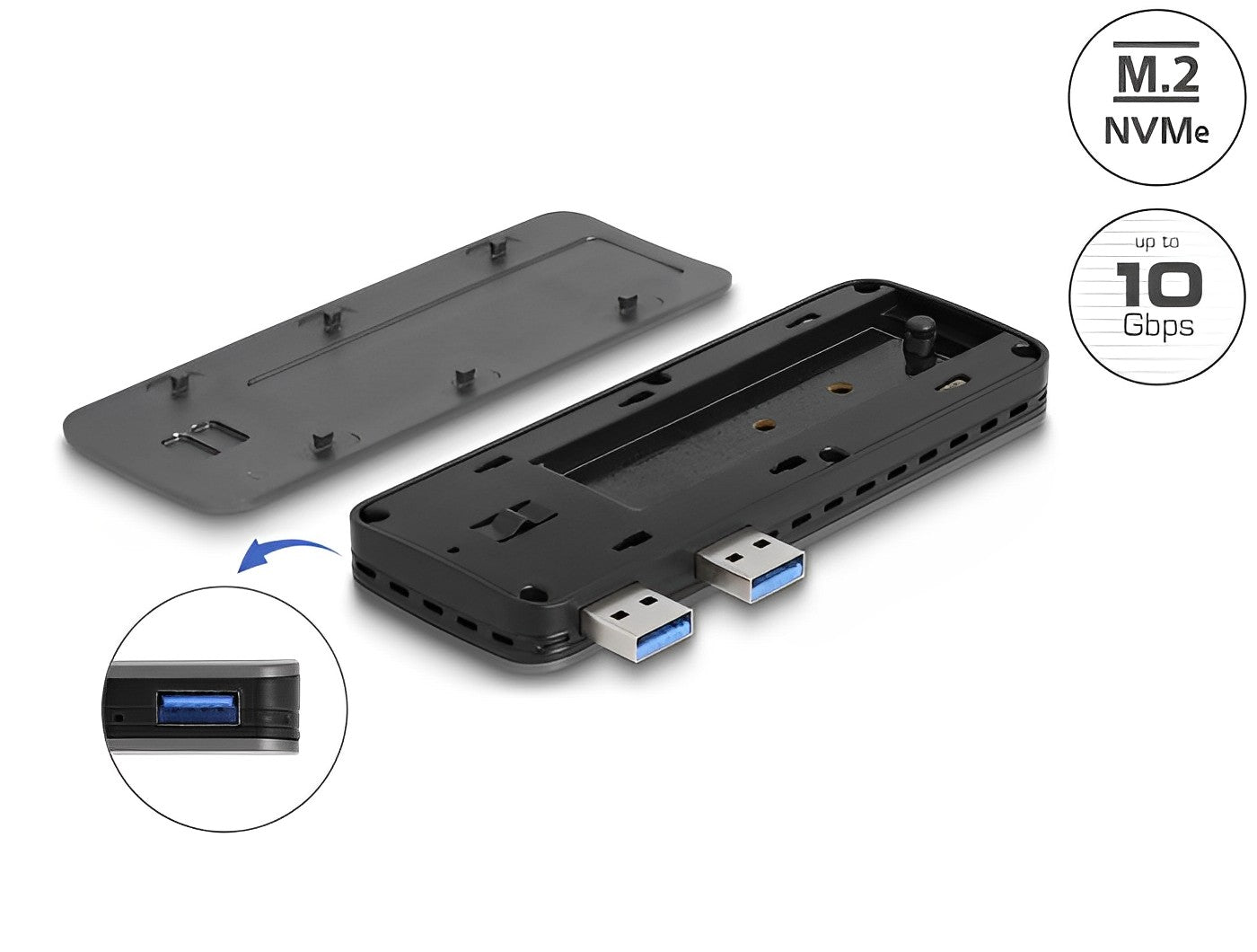 מארז חיצוני USB 3.2 Gen 2 10Gbps עבור PlayStation®5 לכונן M.2 PCIe NVMe SSD - delock.israel