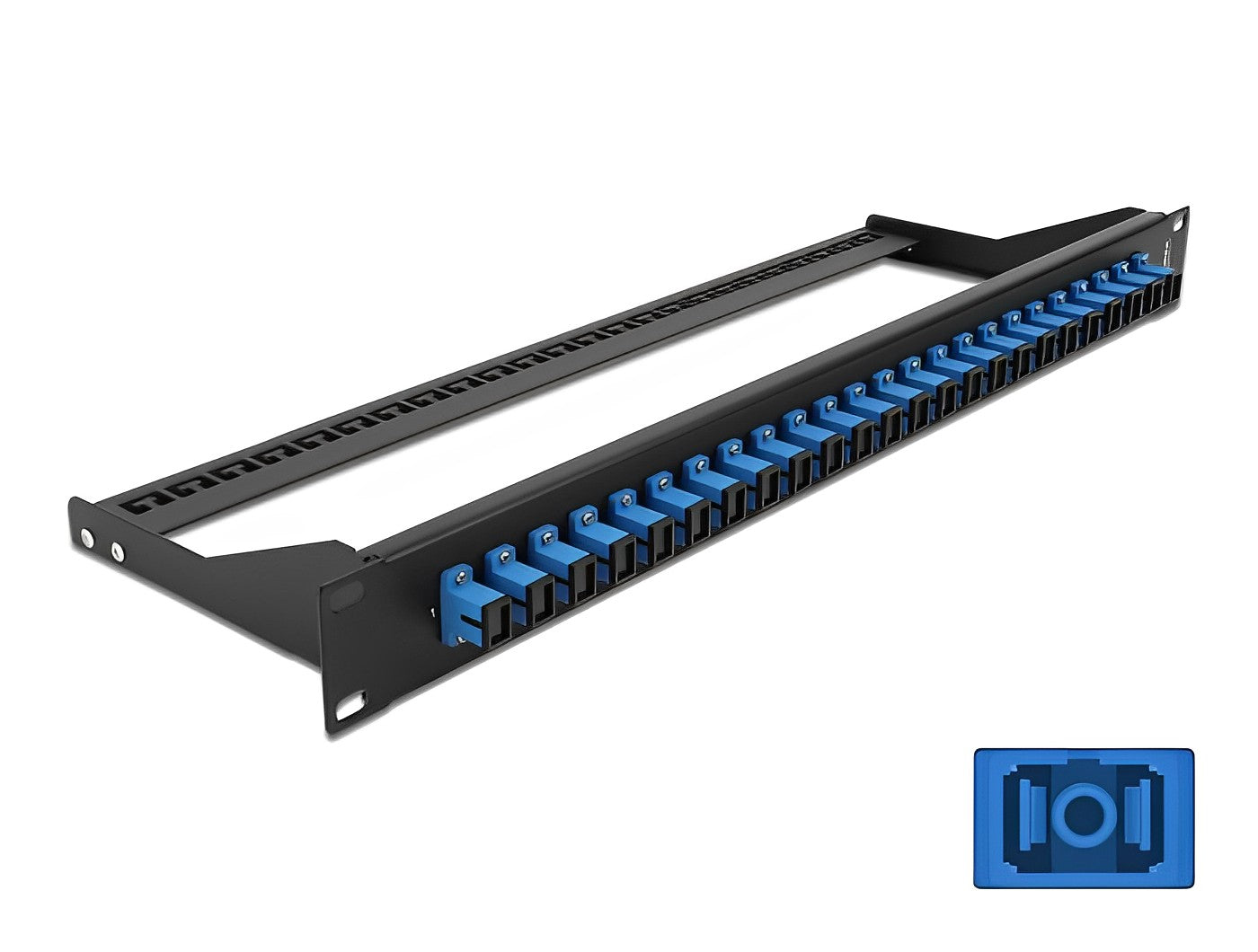פאץ' פאנל אופטי ''19 לארון תקשורת עם 24 שקעים SC Simplex OS2 - delock.israel
