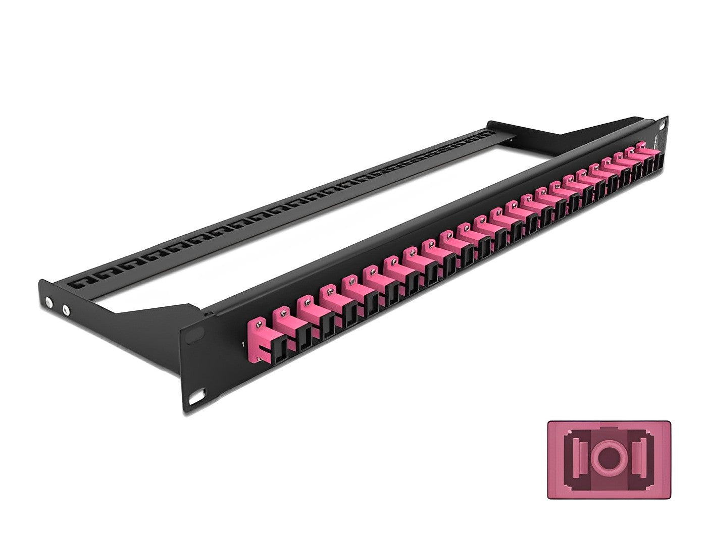 פאץ' פאנל אופטי ''19 לארון תקשורת עם 24 שקעים SC Simplex OM4 - delock.israel