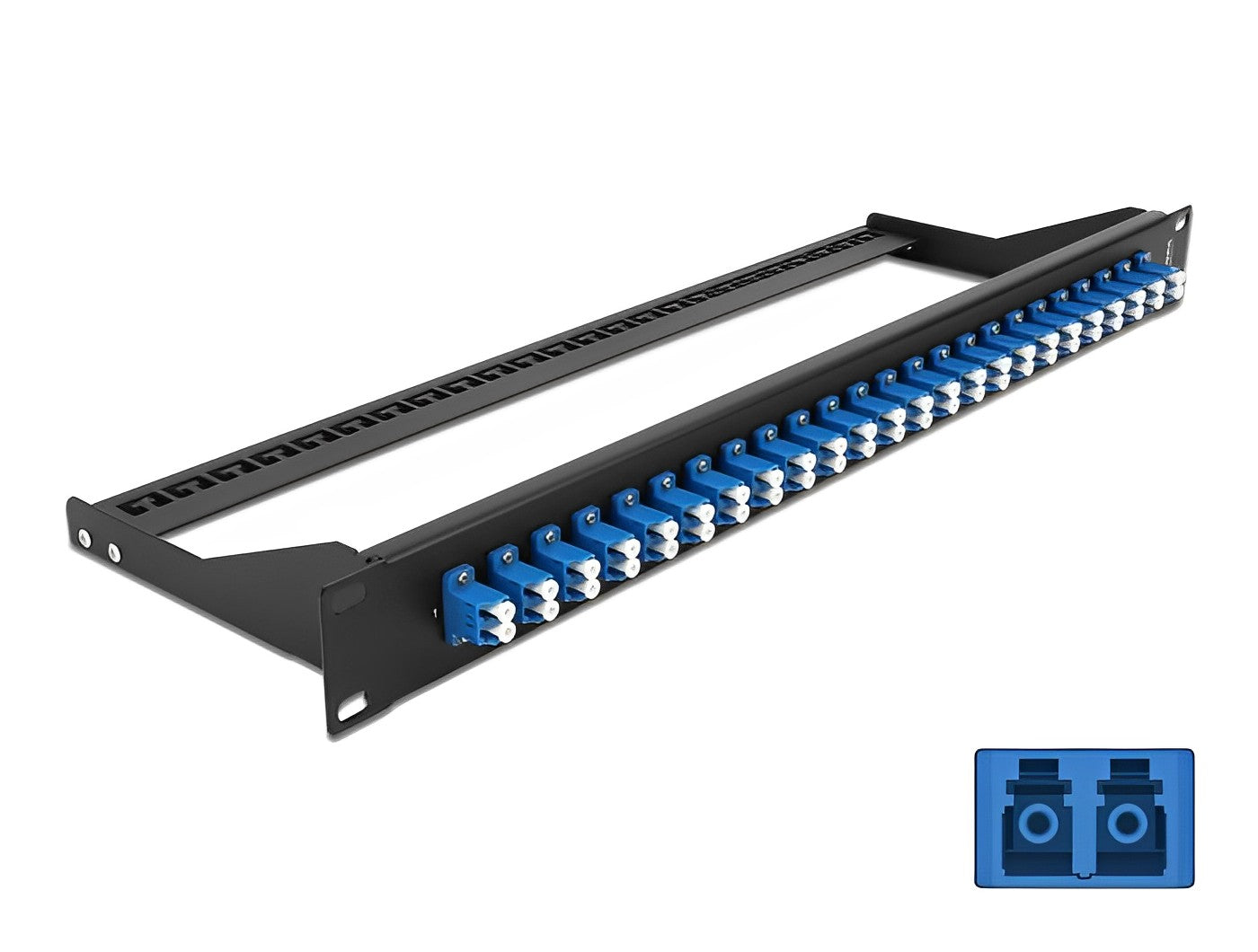 פאץ' פאנל אופטי ''19 לארון תקשורת עם 24 שקעים LC Duplex OS2 - delock.israel