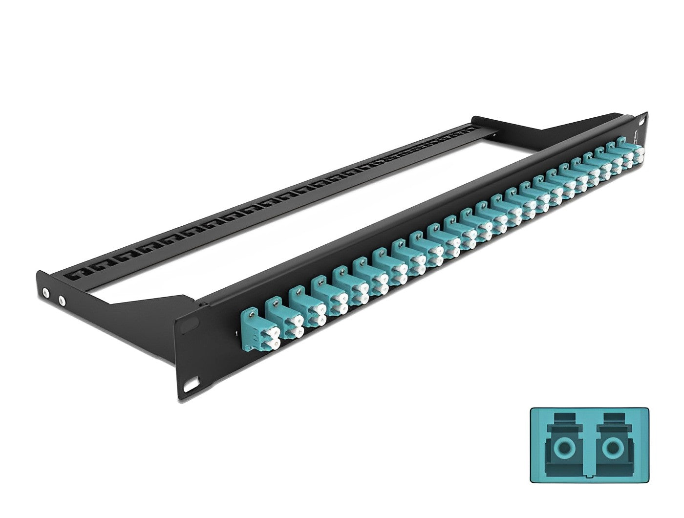 פאץ' פאנל אופטי ''19 לארון תקשורת עם 24 שקעים LC Duplex OM3 - delock.israel