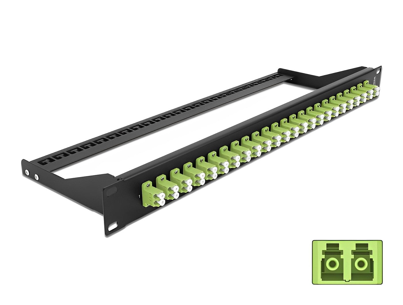 פאץ' פאנל אופטי ''19 לארון תקשורת עם 24 שקעים LC Duplex OM5 - delock.israel