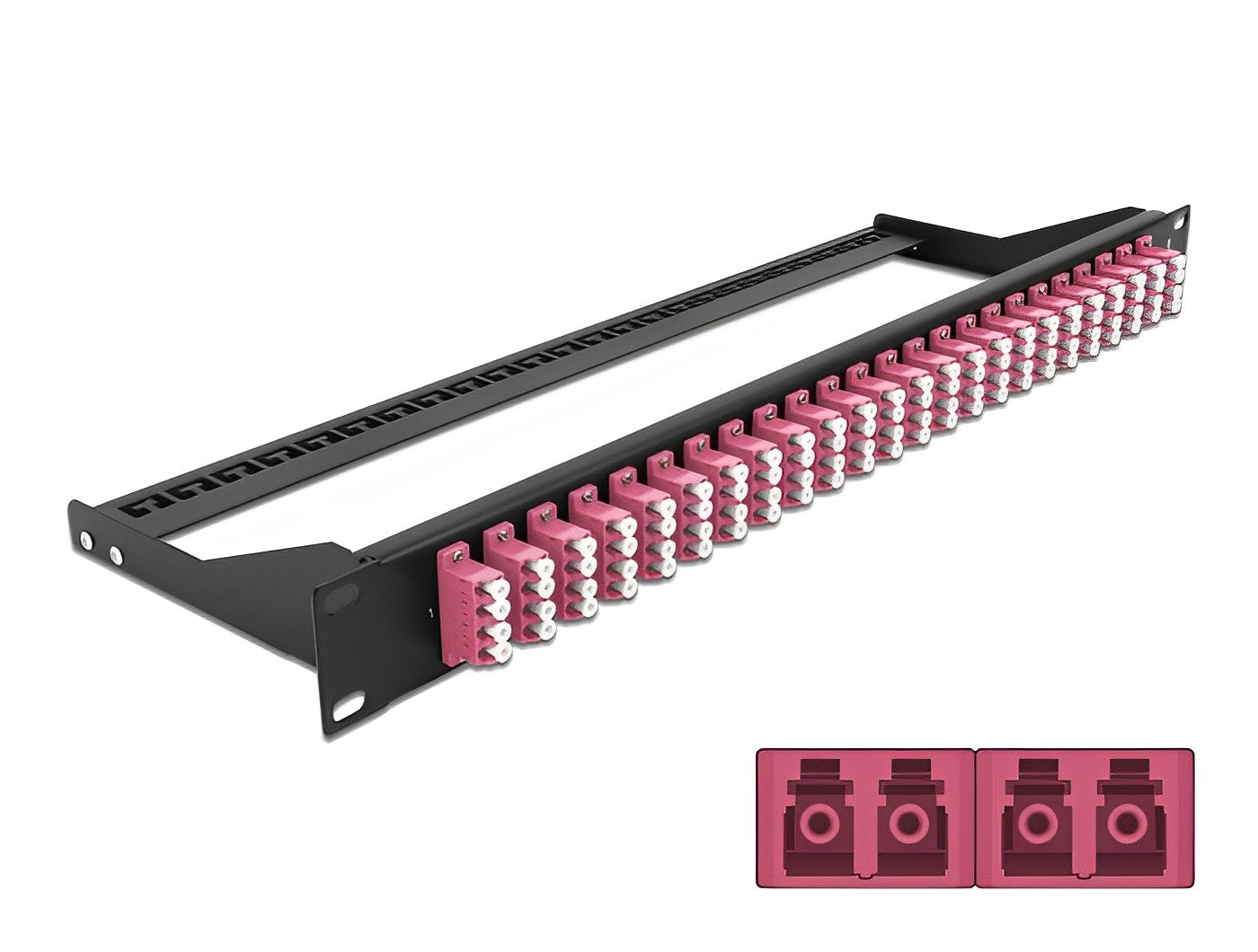 פאץ' פאנל אופטי ''19 לארון תקשורת עם 24 שקעים LC Quad OM4 - delock.israel
