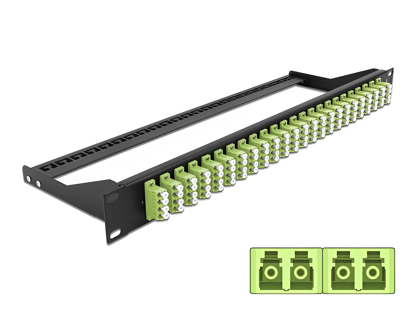 פאץ' פאנל אופטי ''19 לארון תקשורת עם 24 שקעים LC Quad OM5 - delock.israel