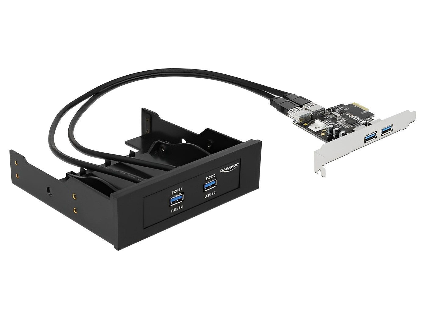 פאנל קדמי 3.5″/5.25″ למארז מחשב כולל כרטיס PCIe USB 3.0 5Gbps דגם D61893 - delock.israel