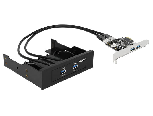פאנל קדמי 3.5″/5.25″ למארז מחשב כולל כרטיס PCIe USB 3.0 5Gbps דגם D61893 - delock.israel