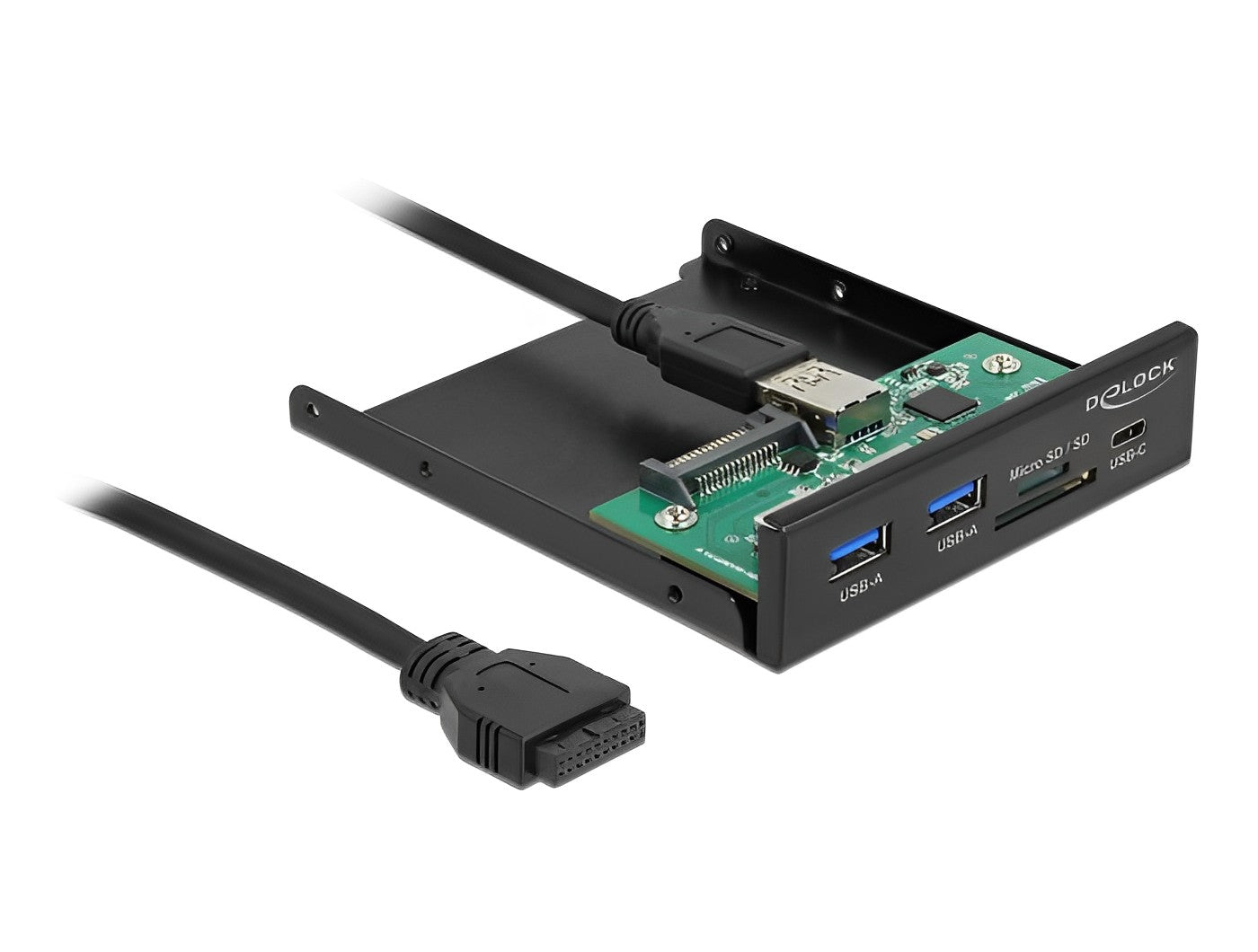 פאנל קדמי 3.5″ USB 3.2 5Gbps למארז מחשב עם 3 יציאות USB-A/C + קורא כרטיסים דגם 64058 - delock.israel