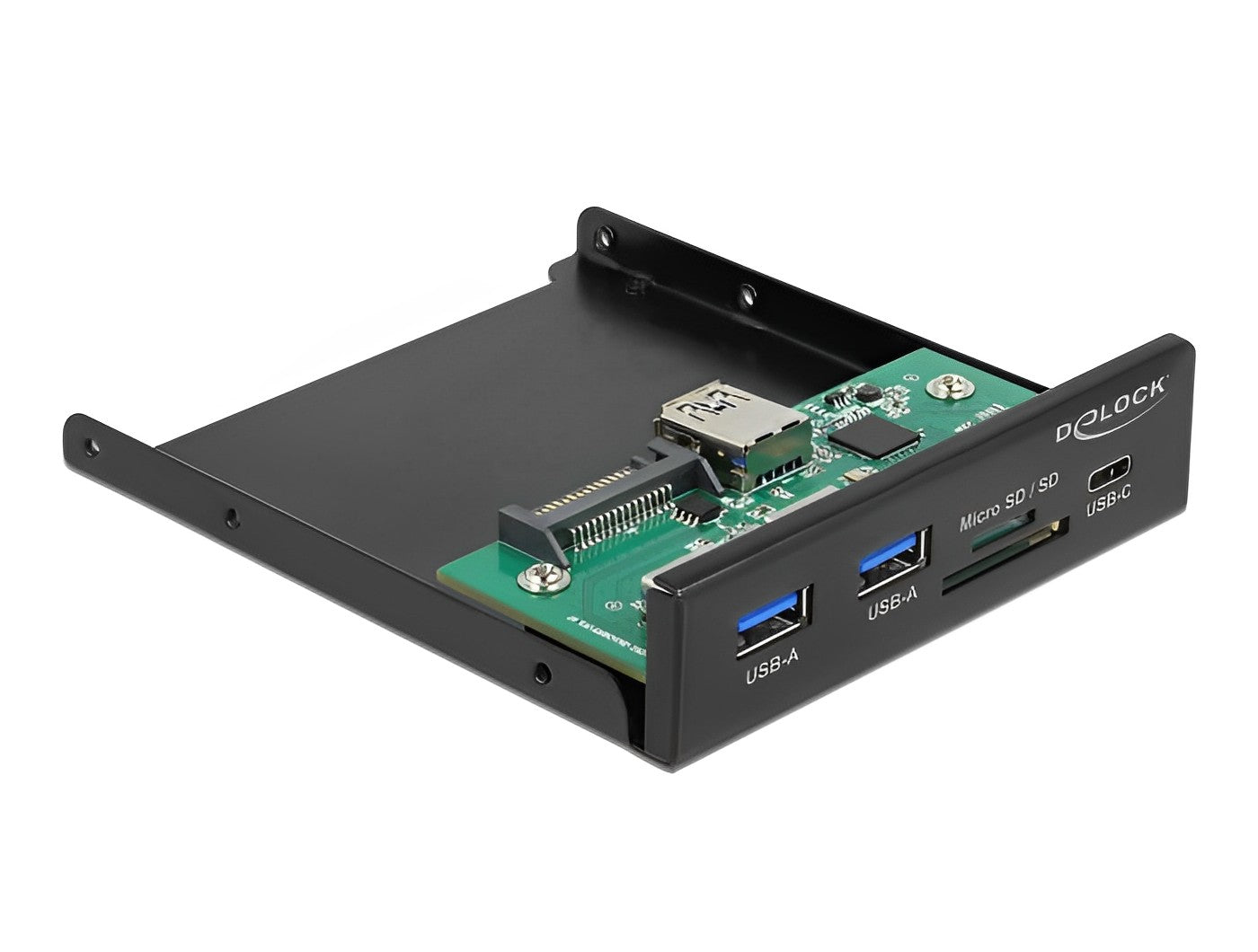 פאנל קדמי 3.5″ USB 3.2 5Gbps למארז מחשב עם 3 יציאות USB-A/C + קורא כרטיסים דגם 64058 - delock.israel