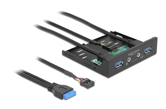 פאנל קדמי 3.5″ USB 3.2 5Gbps למארז מחשב עם 2 יציאות USB-A + חיבורים HD-Audio דגם D64150 - delock.israel