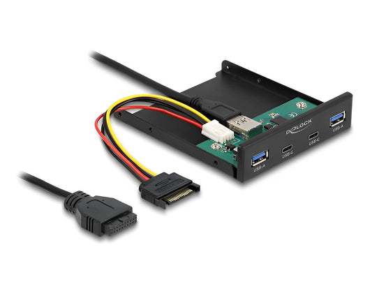 פאנל קדמי 3.5″ USB 3.2 5Gbps למארז מחשב עם 4 יציאות USB-A/C דגם D64155 - delock.israel