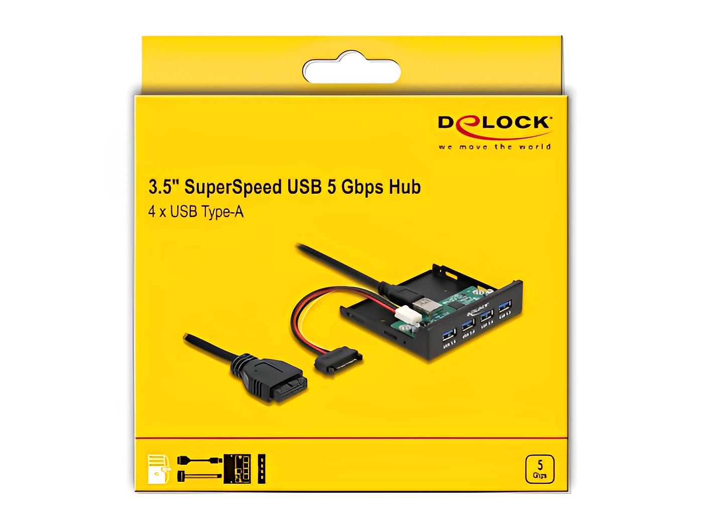 פאנל קדמי 3.5″ USB 3.2 5Gbps למארז מחשב עם 4 יציאות USB-A דגם D64166 - delock.israel