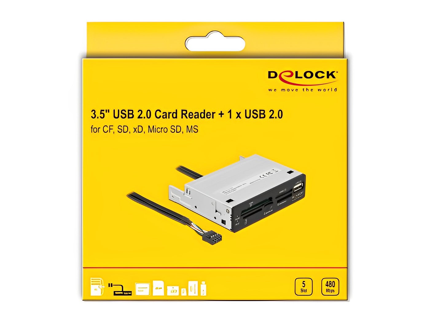 פאנל קדמי 3.5″ למארז מחשב עם יציאת USB 2.0 וקורא כרטיסים - delock.israel