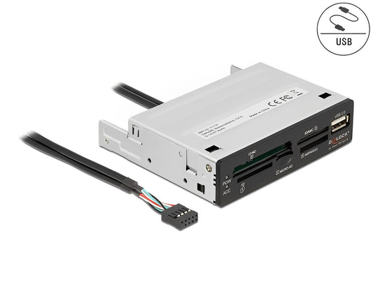 פאנל קדמי 3.5″ למארז מחשב עם יציאת USB 2.0 וקורא כרטיסים - delock.israel