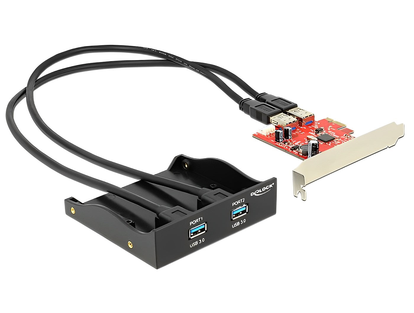 פאנל קדמי למחשב USB 3.0 5Gbps 3.5″/5.25″ כולל כרטיס USB 3.0 - delock.israel
