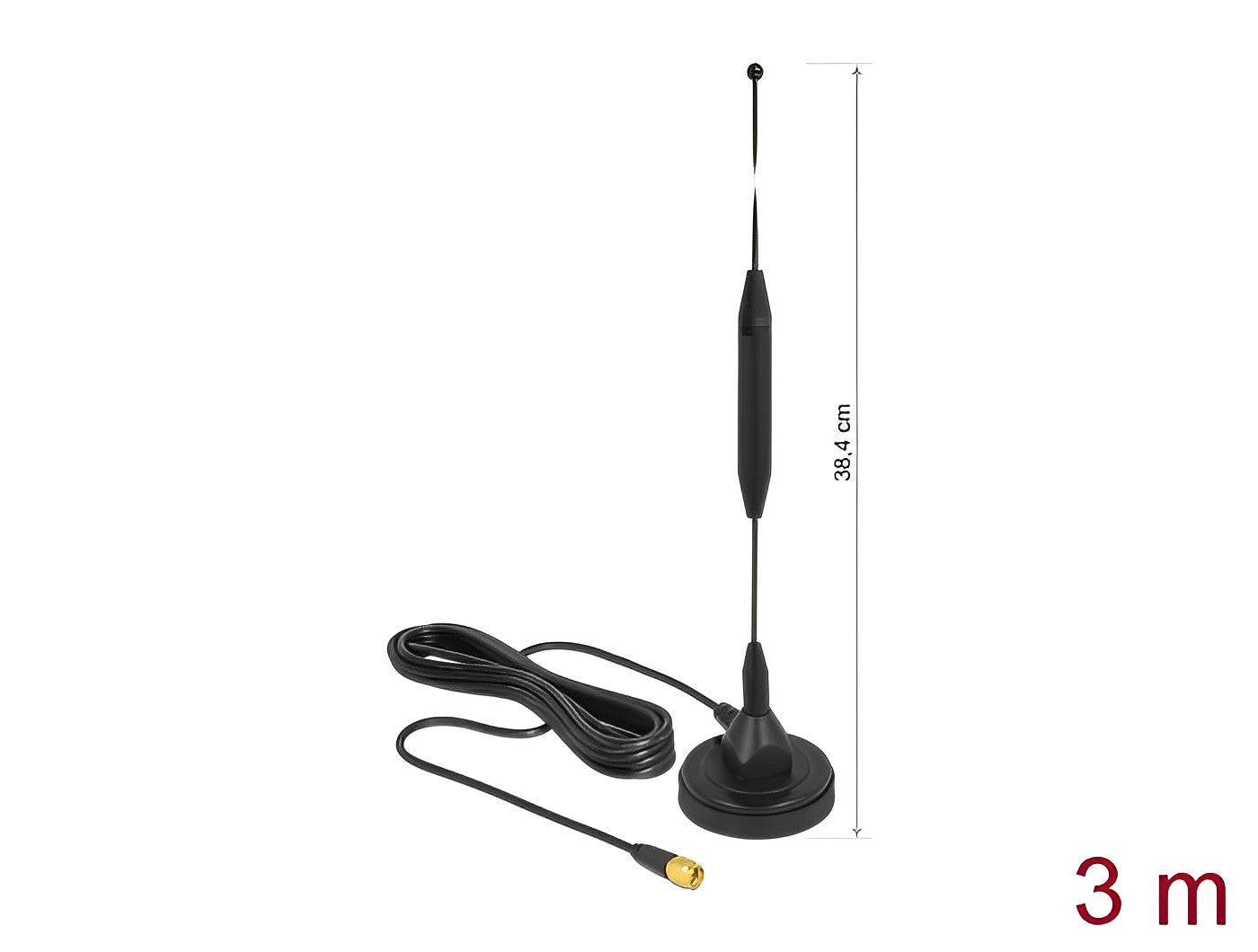 אנטנה כלל כיוונית GSM 3.5 dBi חיצונית IP65 עם בסיס מגנטי מחבר SMA plug - delock.israel