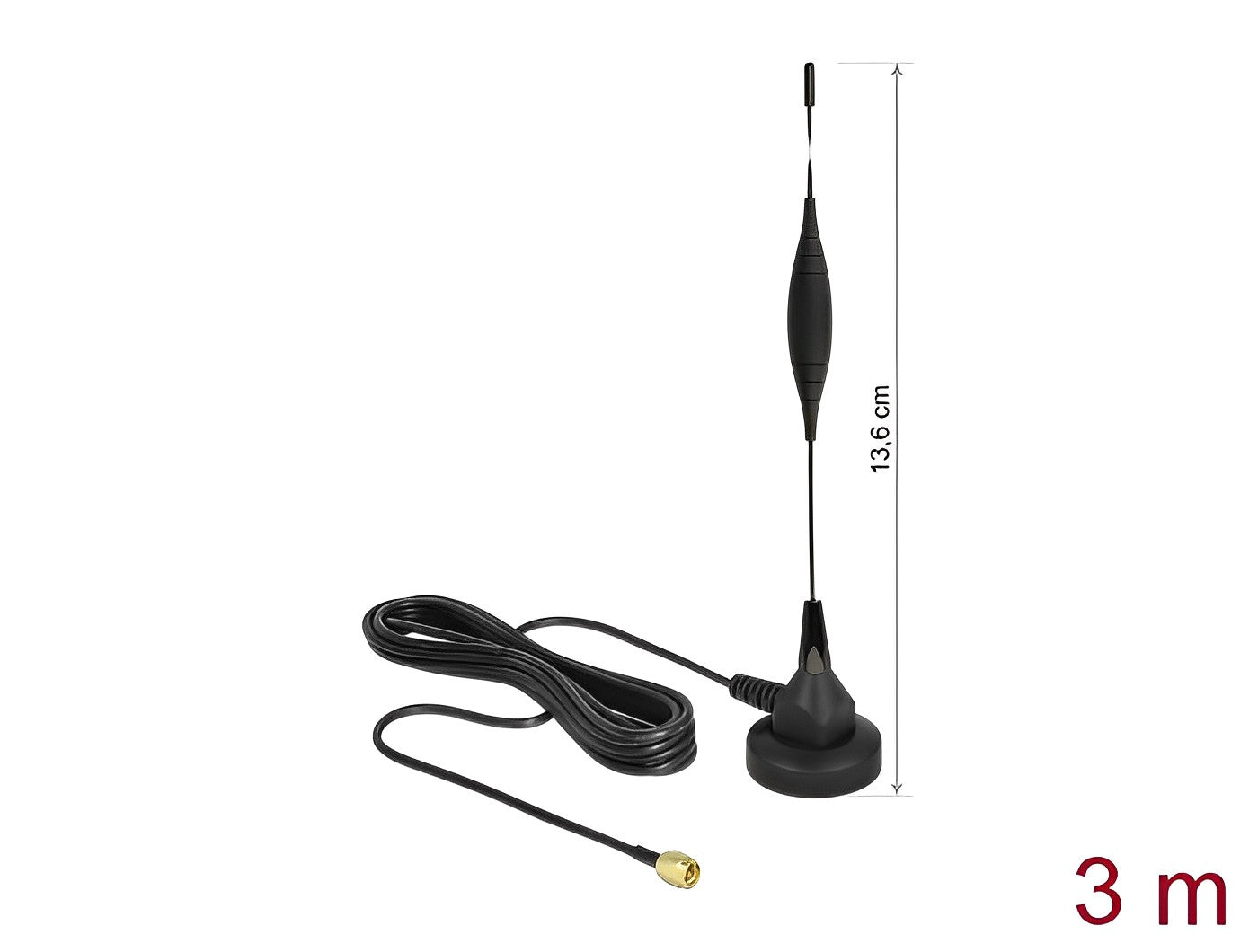 אנטנה כלל כיוונית GSM 5 dBi חיצונית עם בסיס מגנטי מחבר SMA plug - delock.israel