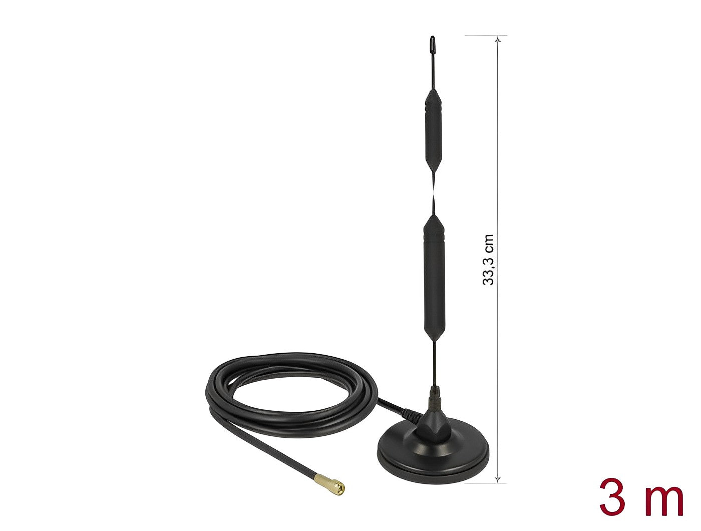 אנטנה כלל כיוונית GSM quadband 5 dBi חיצונית עם בסיס מגנטי מחבר SMA plug - delock.israel