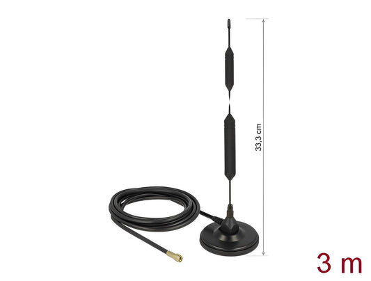 אנטנה כלל כיוונית GSM quadband 5 dBi חיצונית עם בסיס מגנטי מחבר SMA plug - delock.israel