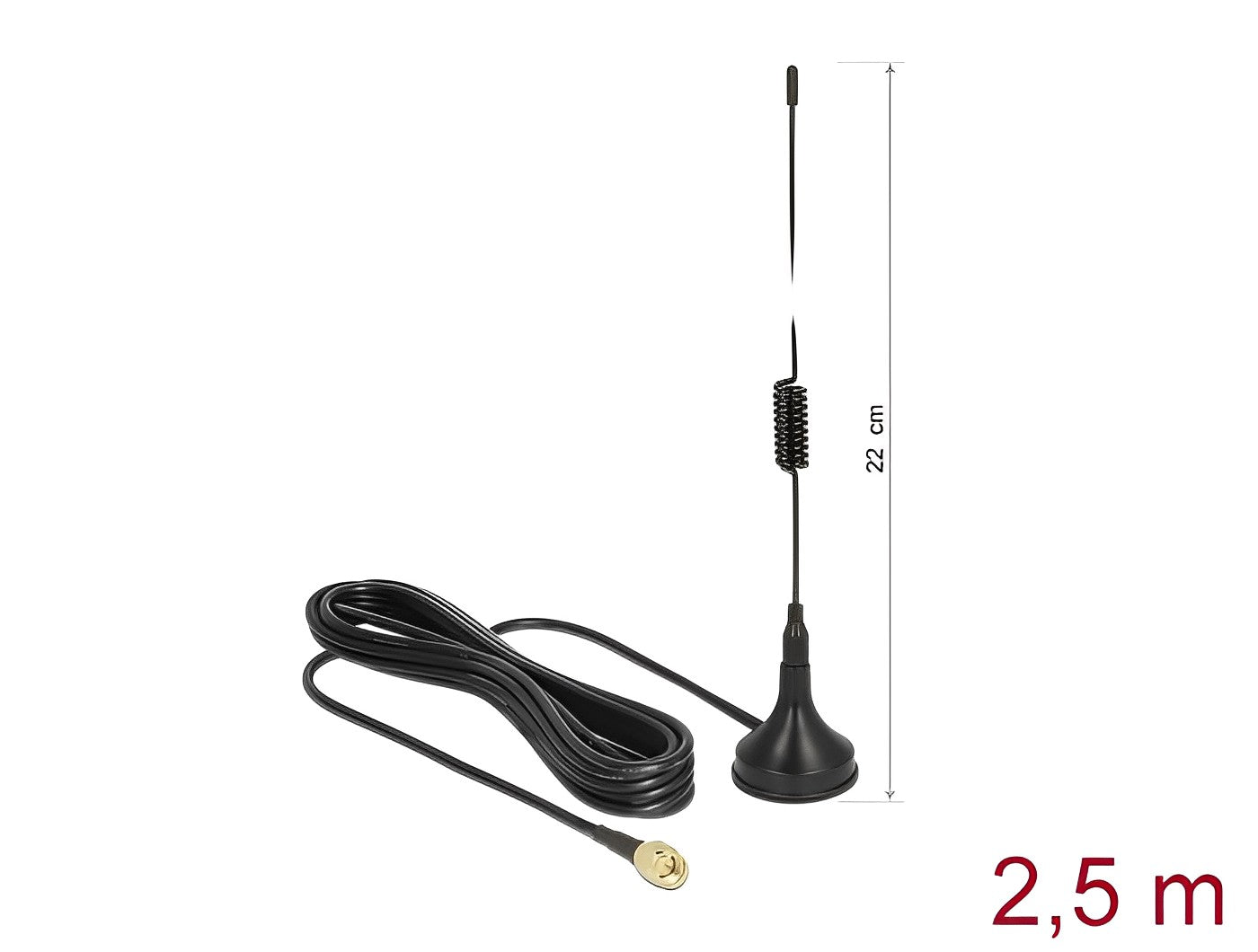 אנטנה כלל כיוונית GSM / UMTS / LTE 2 dBi חיצונית עם בסיס מגנטי מחבר SMA plug - delock.israel