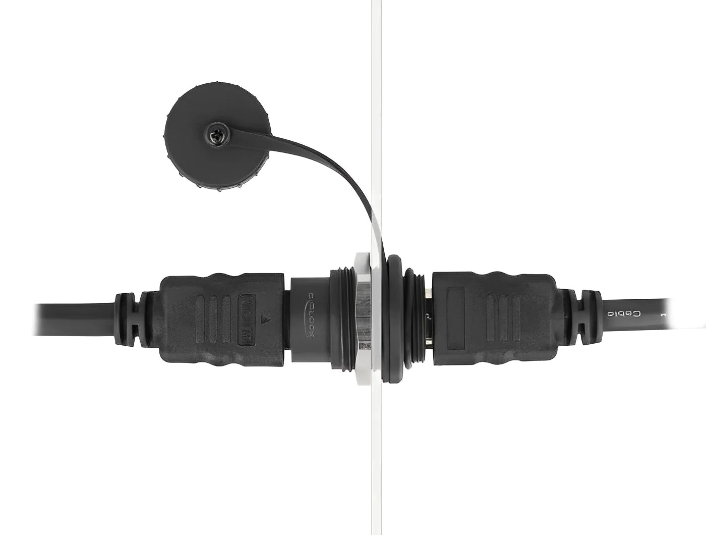 מופה HDMI-A נ/נ להתקנה בקדח עגול 23.5 מ"מ עמיד למים IP67 - delock.israel