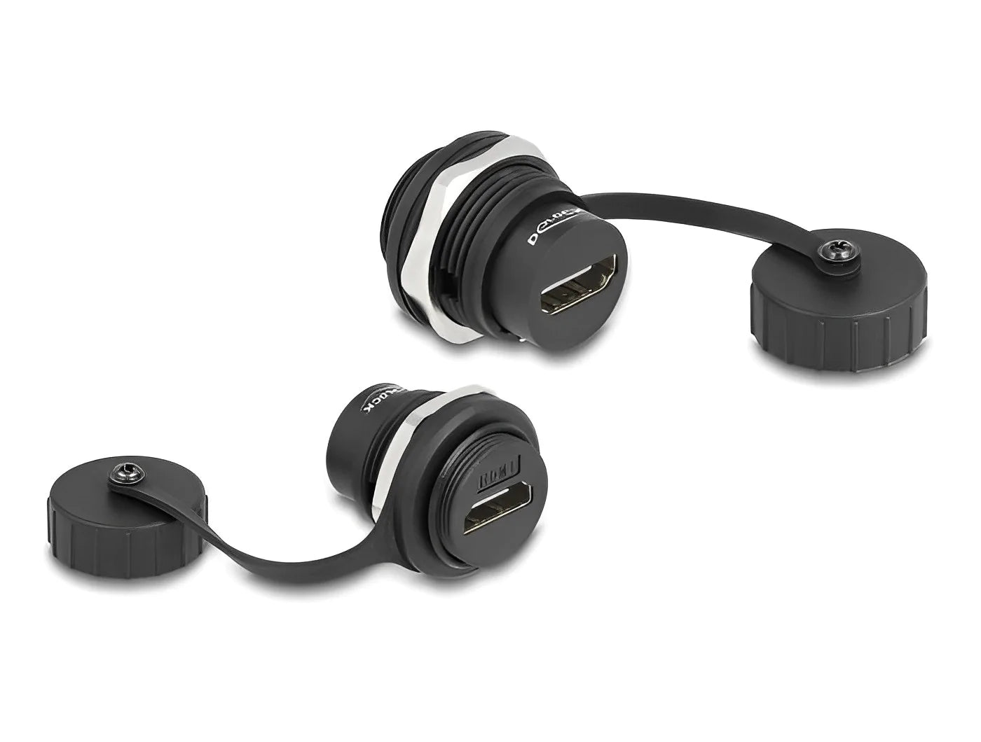 מופה HDMI-A נ/נ להתקנה בקדח עגול 23.5 מ"מ עמיד למים IP67 - delock.israel