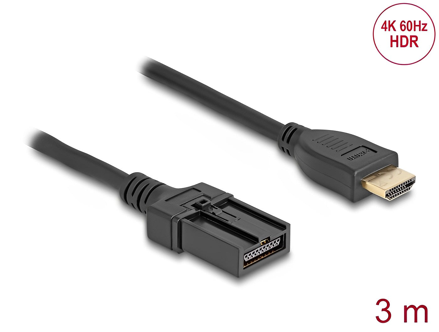 כבל HDMI-E 4K Automotive זכר לתקע HDMI-A להתקנה ברכב - delock.israel