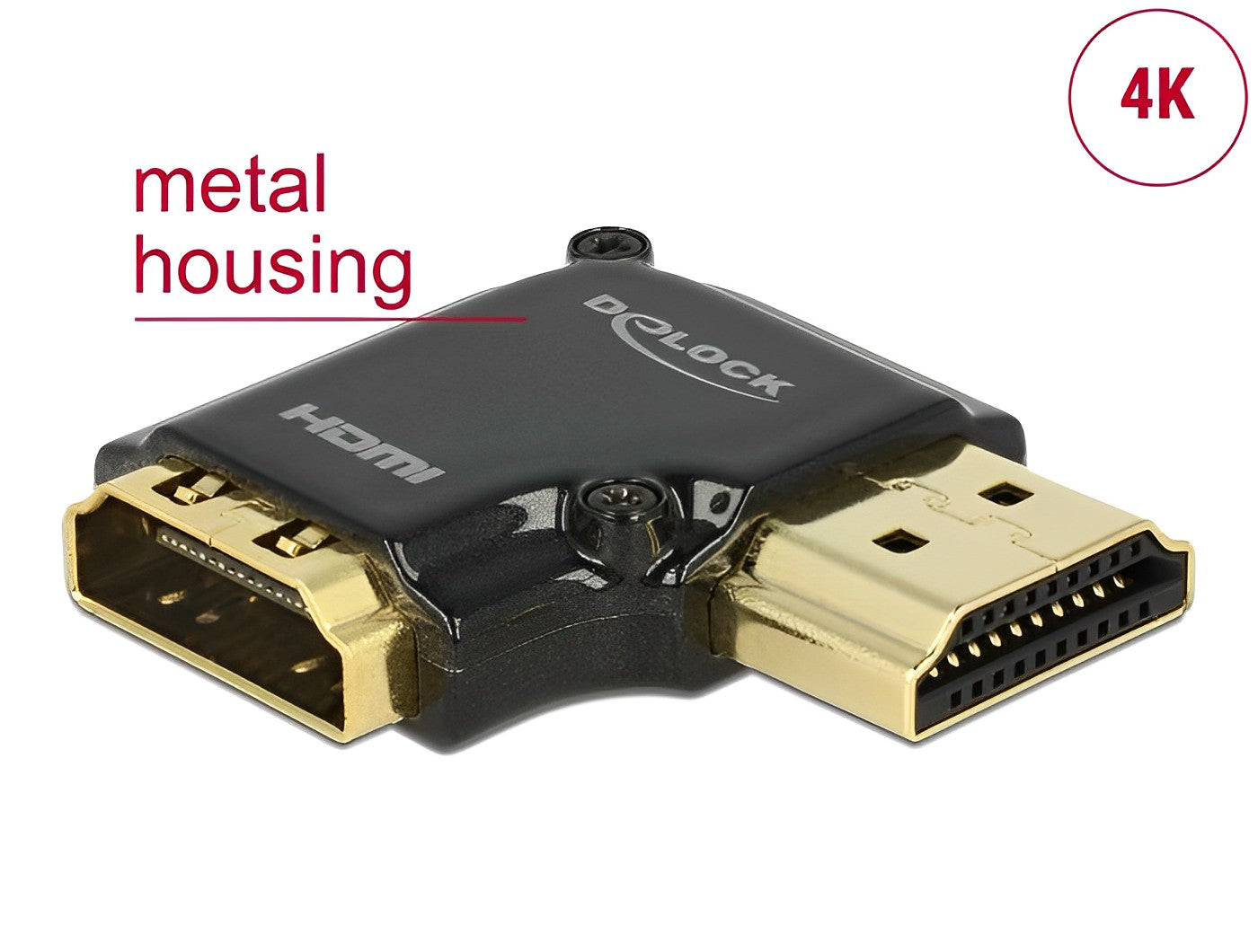 מתאם מתכתי HDMI 4K 60 Hz ז/נ בזווית 90° ימינה - delock.israel
