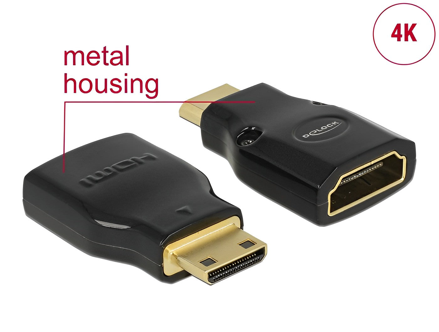 מתאם מתכתי מיני HDMI 4K 60 Hz זכר לשקע HDMI - delock.israel
