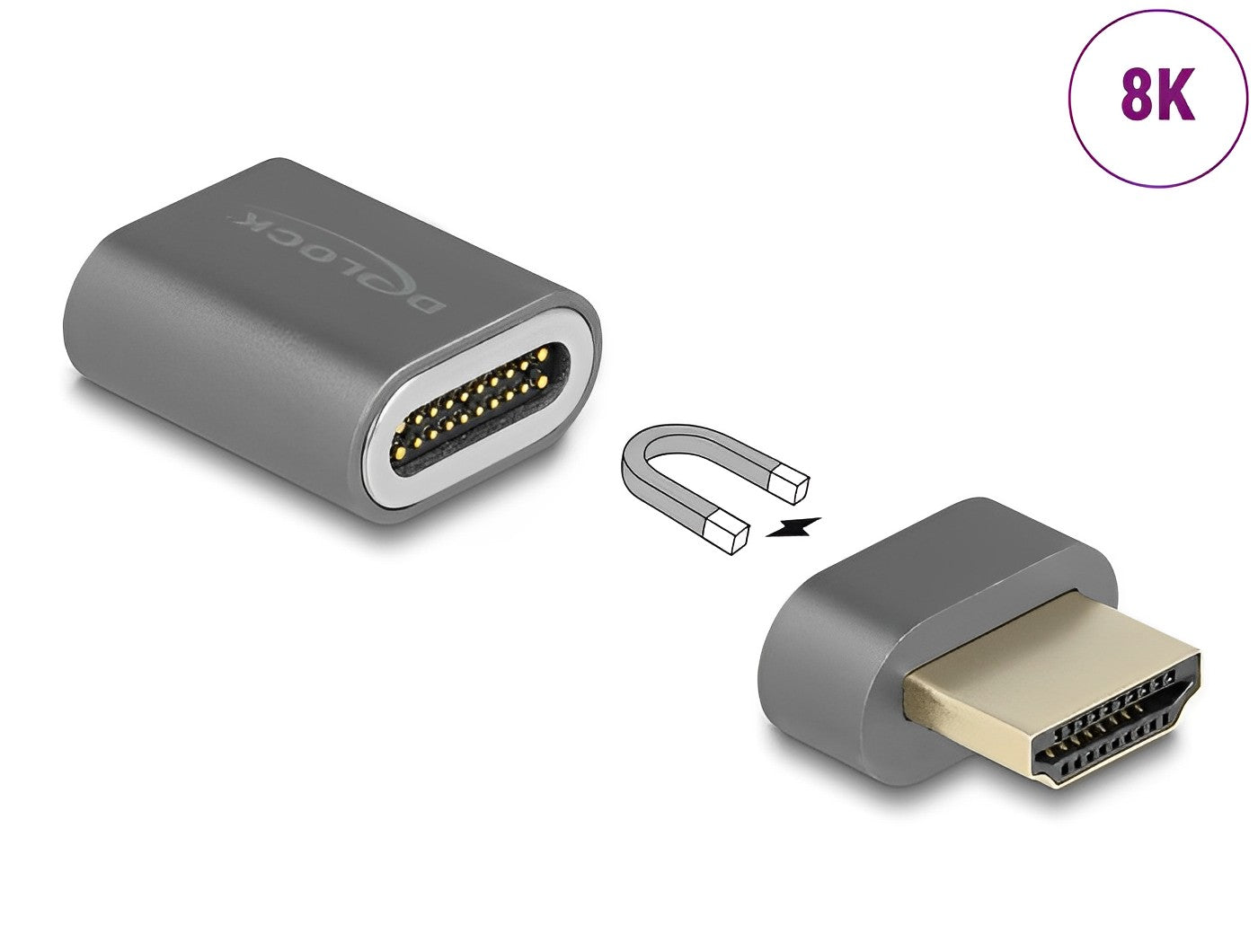 מתאם פריק מגנטי HDMI 8K HDR ז/נ תומך 60 הרץ - delock.israel