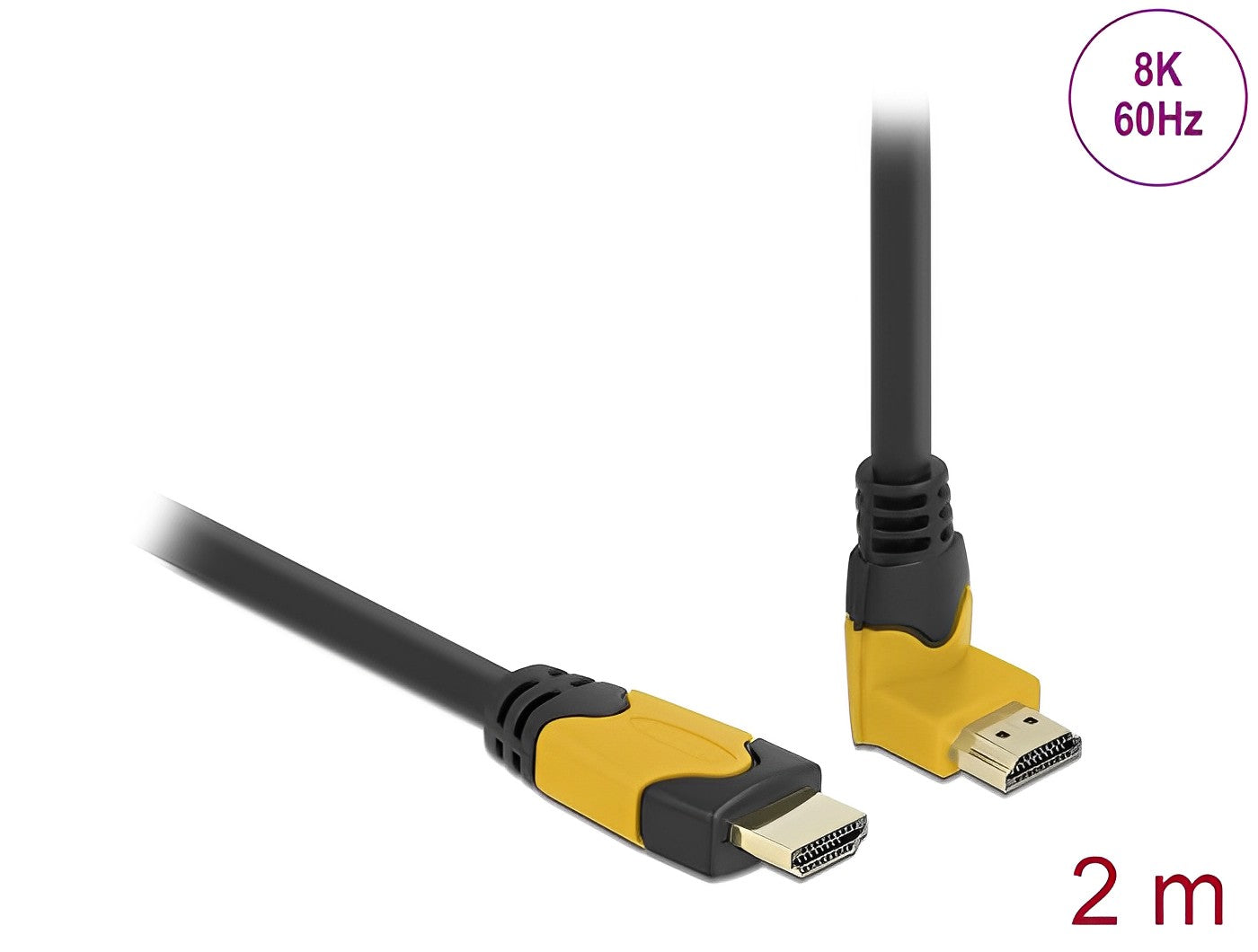 כבל HDMI 48 Gbps 8K בזווית 90° למעלה ז/ז תומך 60 הרץ - delock.israel